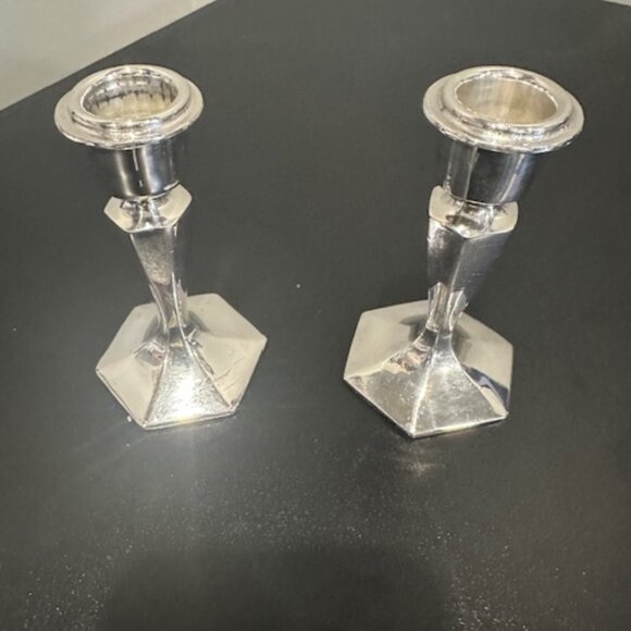 Vintage Pair of Sliver Plated Candleholder - Marked with BP 2423 - Picture 1 of 5